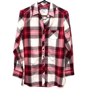 Foxcroft Red and Pink Plaid Button Down Shirt